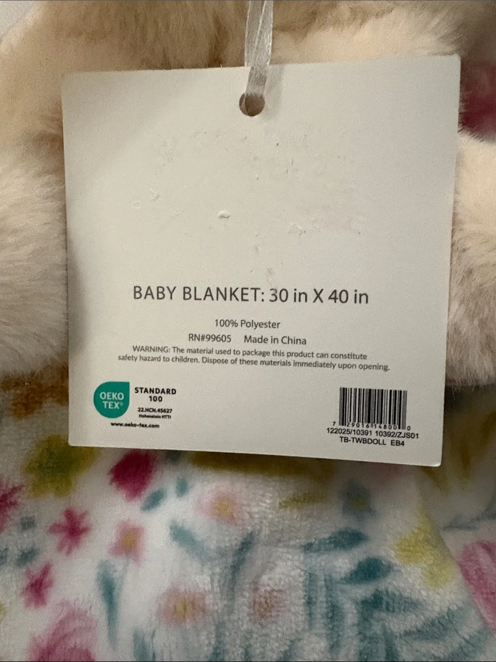 Logan & Lily Cream Floral Bunny Plush Baby Throw
